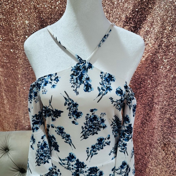 Jumpsuit/Romper - White with Blue Floral Design by VENUS - Picture 2 of 7